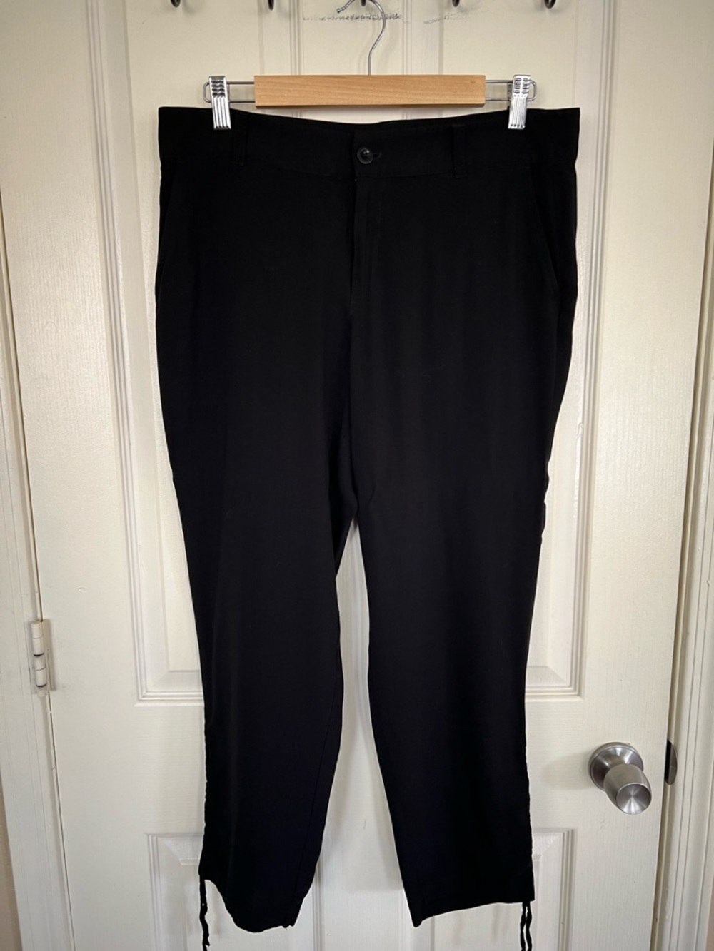 Lauren Ralph Lauren Black Ankle Pants Size 12 Viscose Tie Hem
